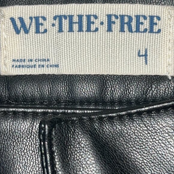 WE THE FREE UPTOWN BLACK VEGAN LEATHER HIGH RISE SLIM FLARE PANTS TROUSERS EUC 4 - Picture 10 of 14